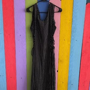 Vintage Black and White Sleeveless Sheath Maxi Dress